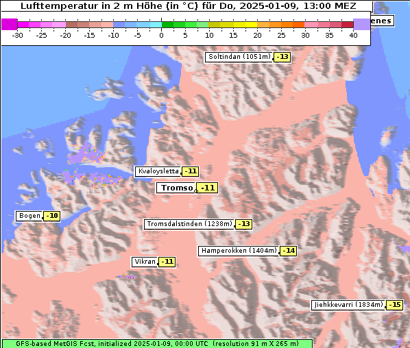 Temperatur, 9. 1. 2025