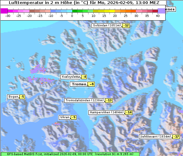Temperatur, 9. 2. 2026