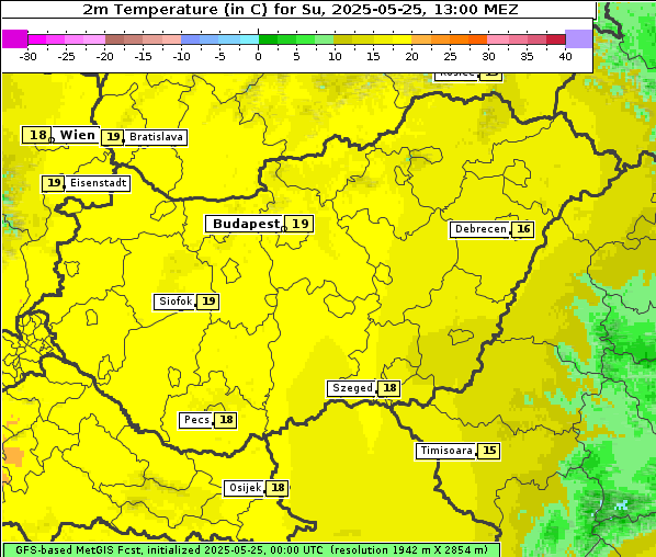Temperatur, 25. 5. 2025
