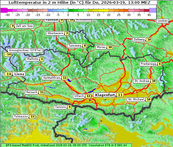 Temperatur, 19. 3. 2026