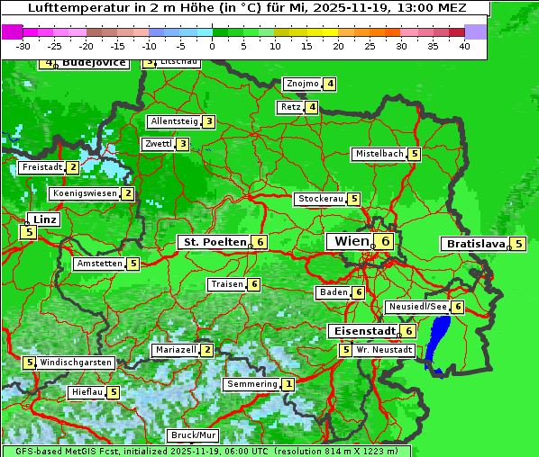 Temperatur, 19. 11. 2025