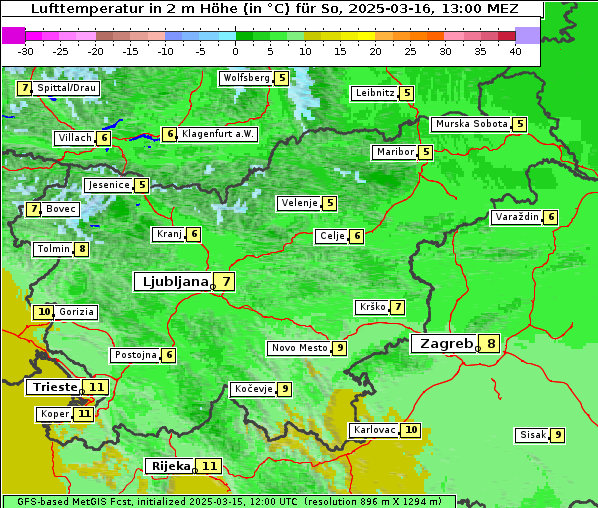 Temperatur, 16. 3. 2025