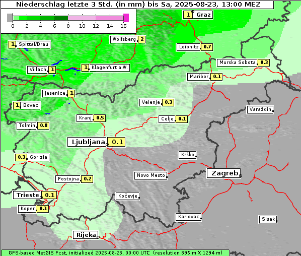 Niederschlag, 23. 8. 2025