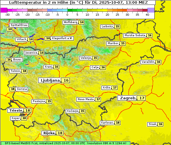 Temperatur, 7. 10. 2025