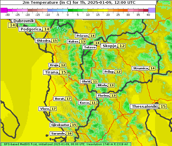 Temperatur, 9. 1. 2025