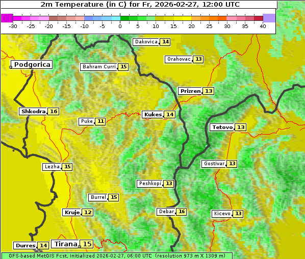 Temperatur, 27. 2. 2026