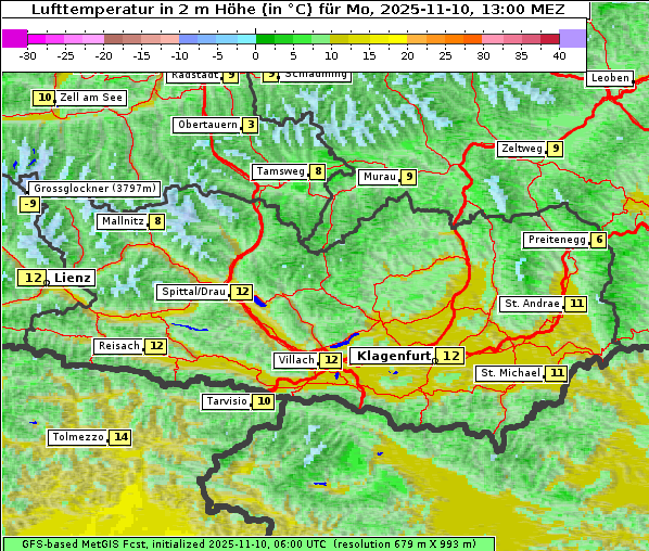Temperatur, 10. 11. 2025