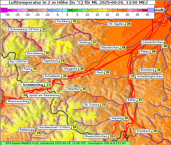Temperatur, 20. 8. 2025