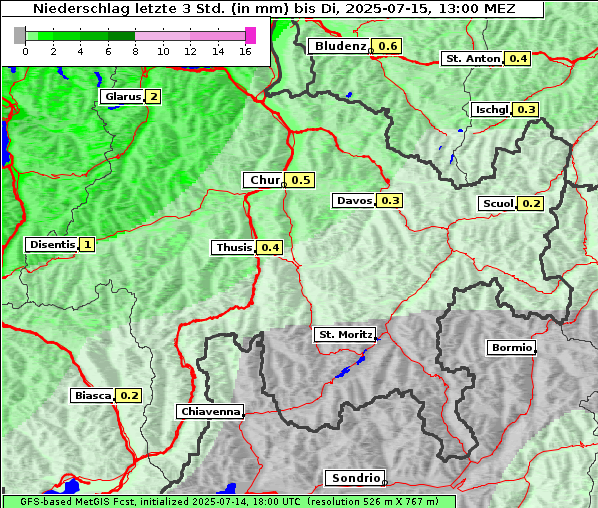 Niederschlag, 15. 7. 2025