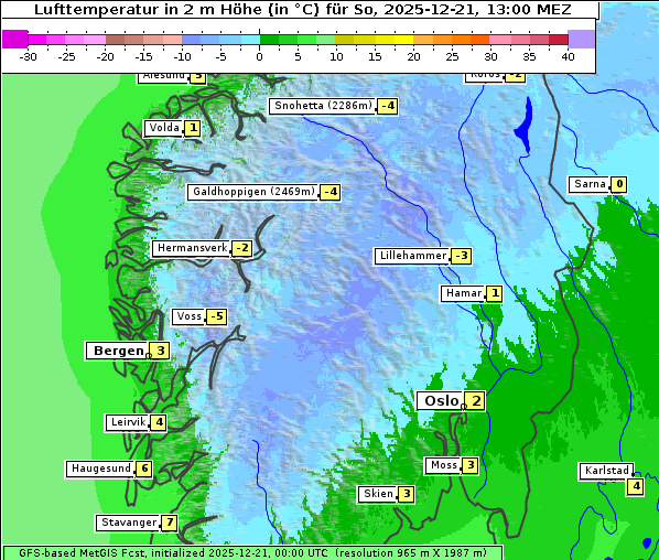 Temperatur, 21. 12. 2025