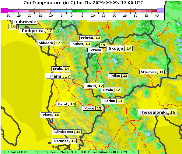 Temperatur, 9. 4. 2026