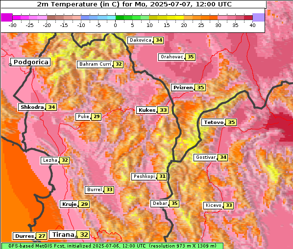 Temperatur, 7. 7. 2025