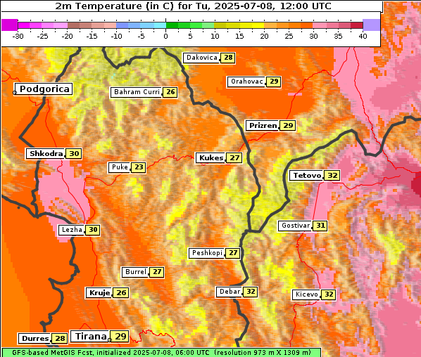 Temperatur, 8. 7. 2025