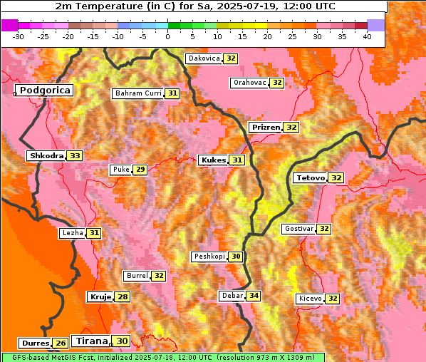 Temperatur, 19. 7. 2025