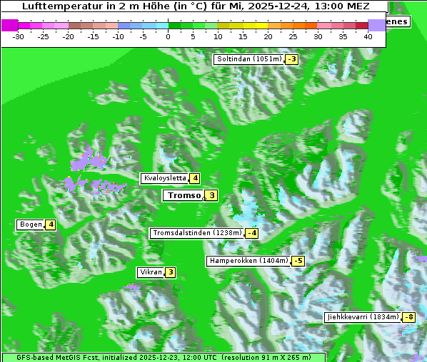Temperatur, 24. 12. 2025