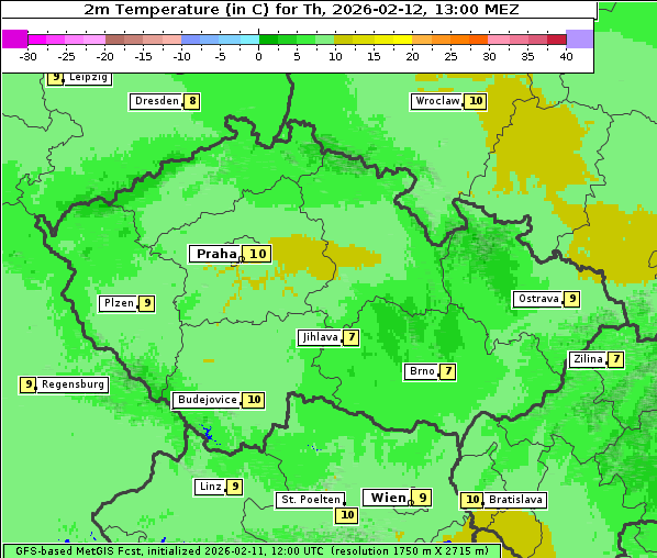 Temperatur, 12. 2. 2026