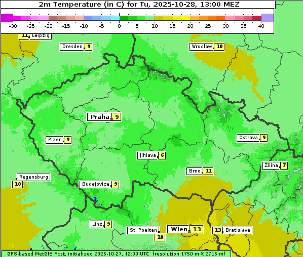 Temperatur, 28. 10. 2025