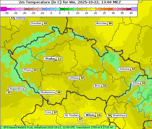 Temperatur, 22. 10. 2025
