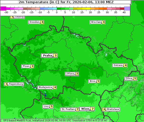 Temperatur, 6. 2. 2026