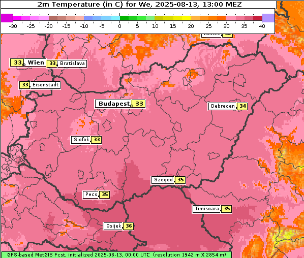 Temperatur, 13. 8. 2025
