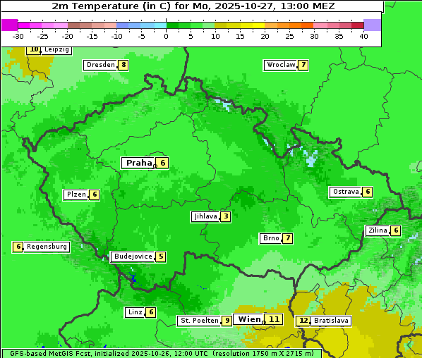 Temperatur, 27. 10. 2025