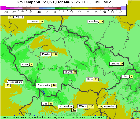Temperatur, 3. 11. 2025