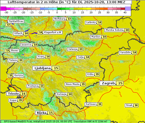 Temperatur, 28. 10. 2025