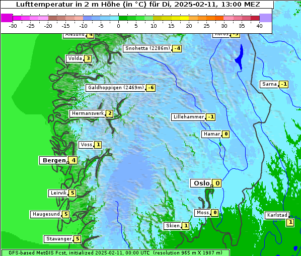 Temperatur, 11. 2. 2025