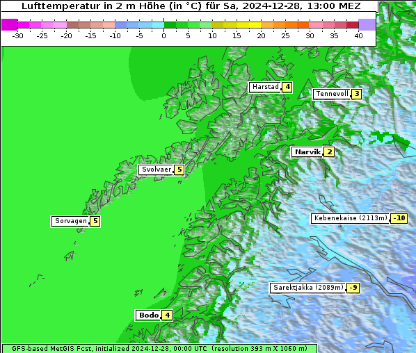 Temperatur, 28. 12. 2024