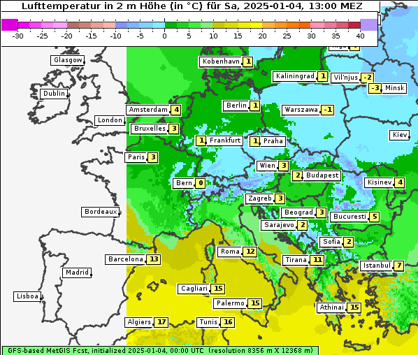 Temperatur, 4. 1. 2025