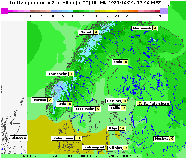 Temperatur, 29. 10. 2025