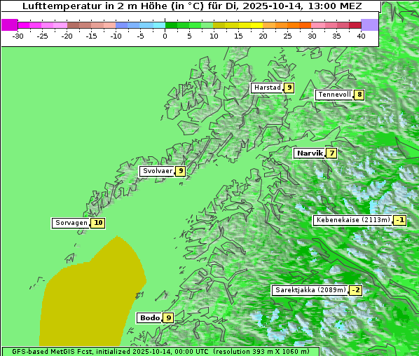 Temperatur, 14. 10. 2025
