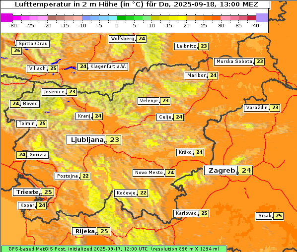 Temperatur, 18. 9. 2025