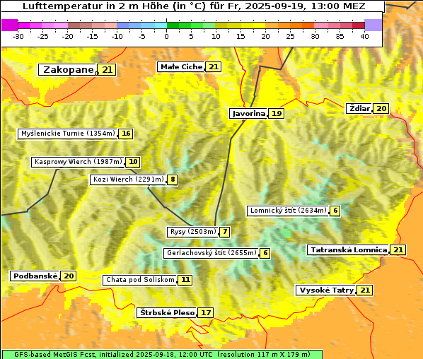 Temperatur, 19. 9. 2025