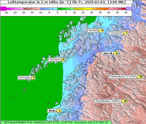 Temperatur, 3. 1. 2025