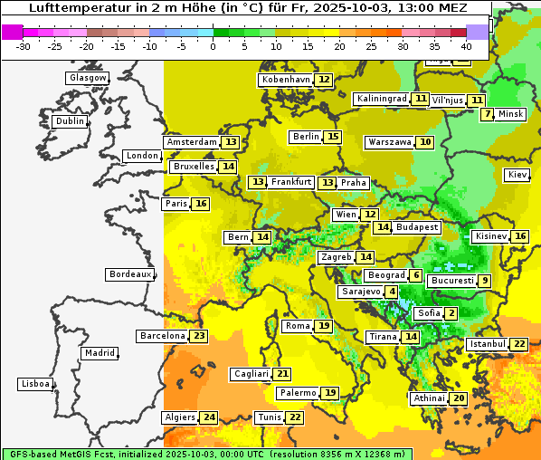 Temperatur, 3. 10. 2025