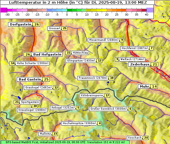 Temperatur, 19. 8. 2025