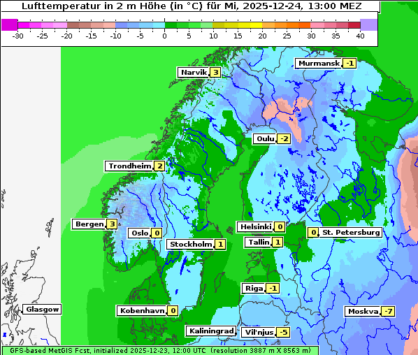 Temperatur, 24. 12. 2025