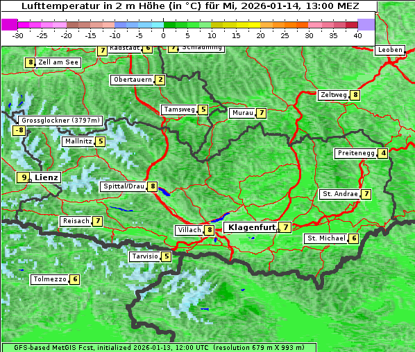 Temperatur, 14. 1. 2026