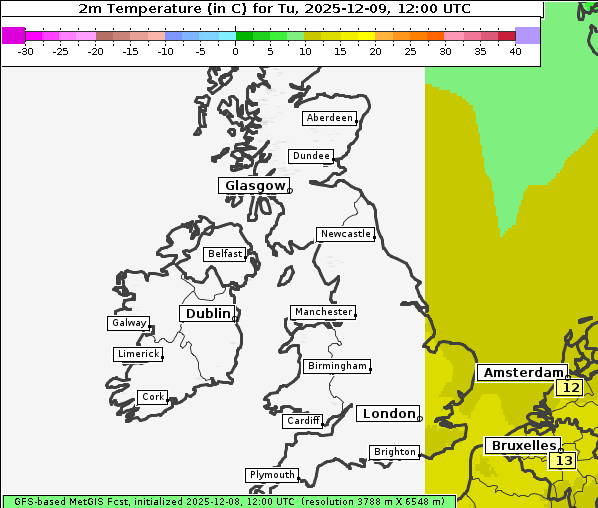 Temperatur, 9. 12. 2025