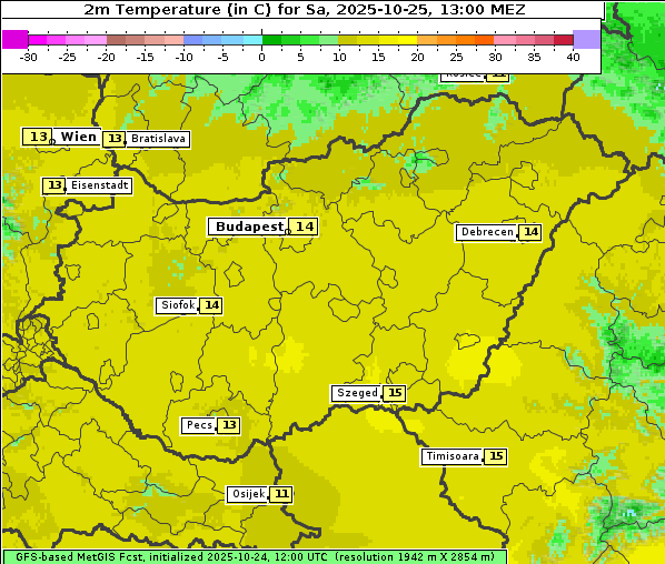 Temperatur, 25. 10. 2025