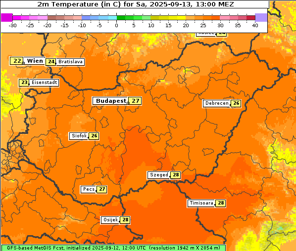 Temperatur, 13. 9. 2025