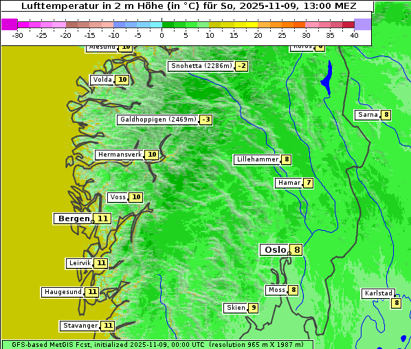 Temperatur, 9. 11. 2025