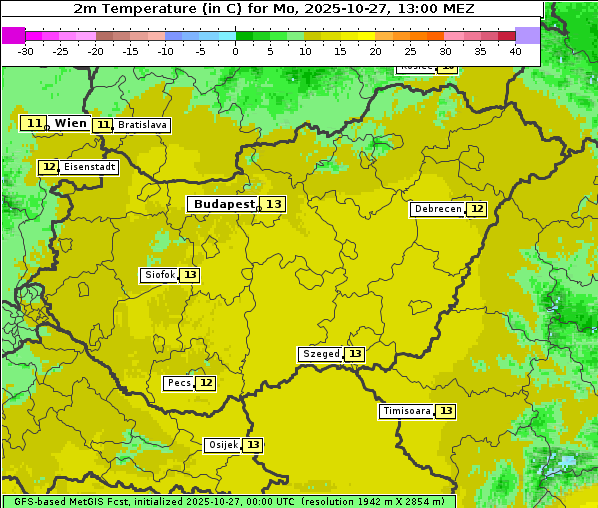 Temperatur, 27. 10. 2025