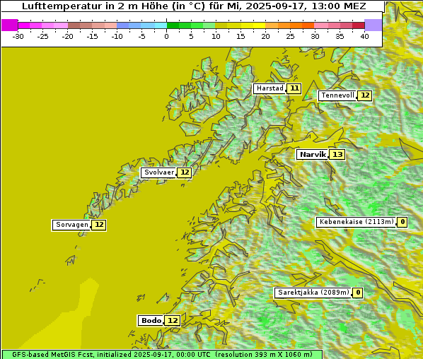 Temperatur, 17. 9. 2025