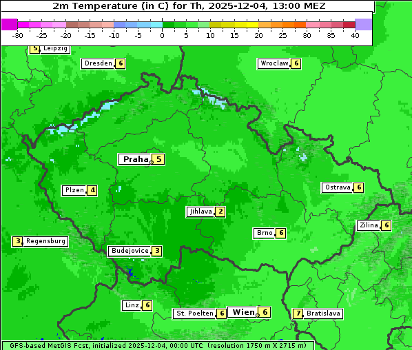 Temperatur, 4. 12. 2025