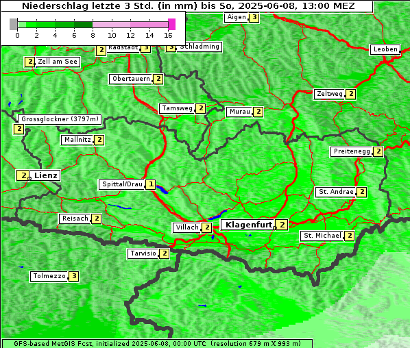 Niederschlag, 8. 6. 2025