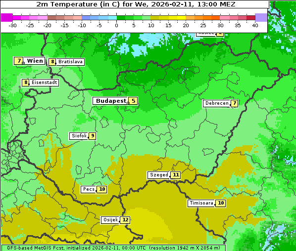 Temperatur, 11. 2. 2026