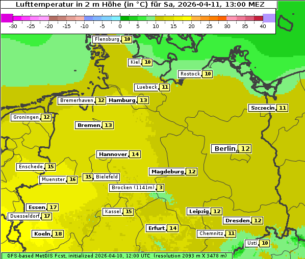 Temperatur, 11. 4. 2026