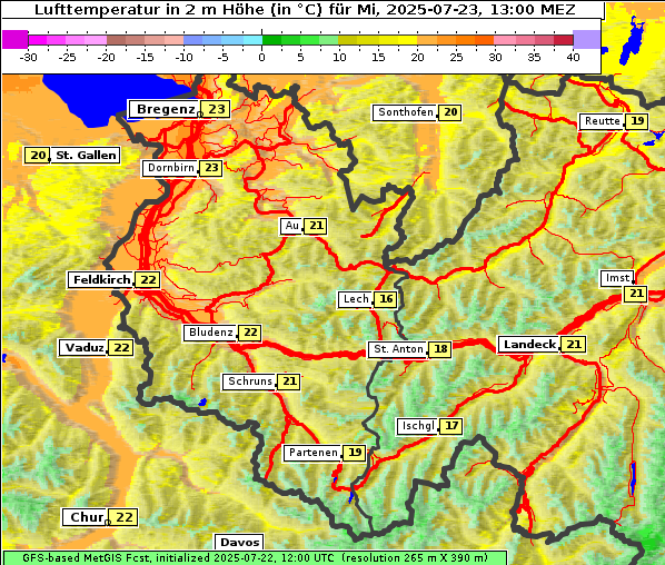 Temperatur, 23. 7. 2025